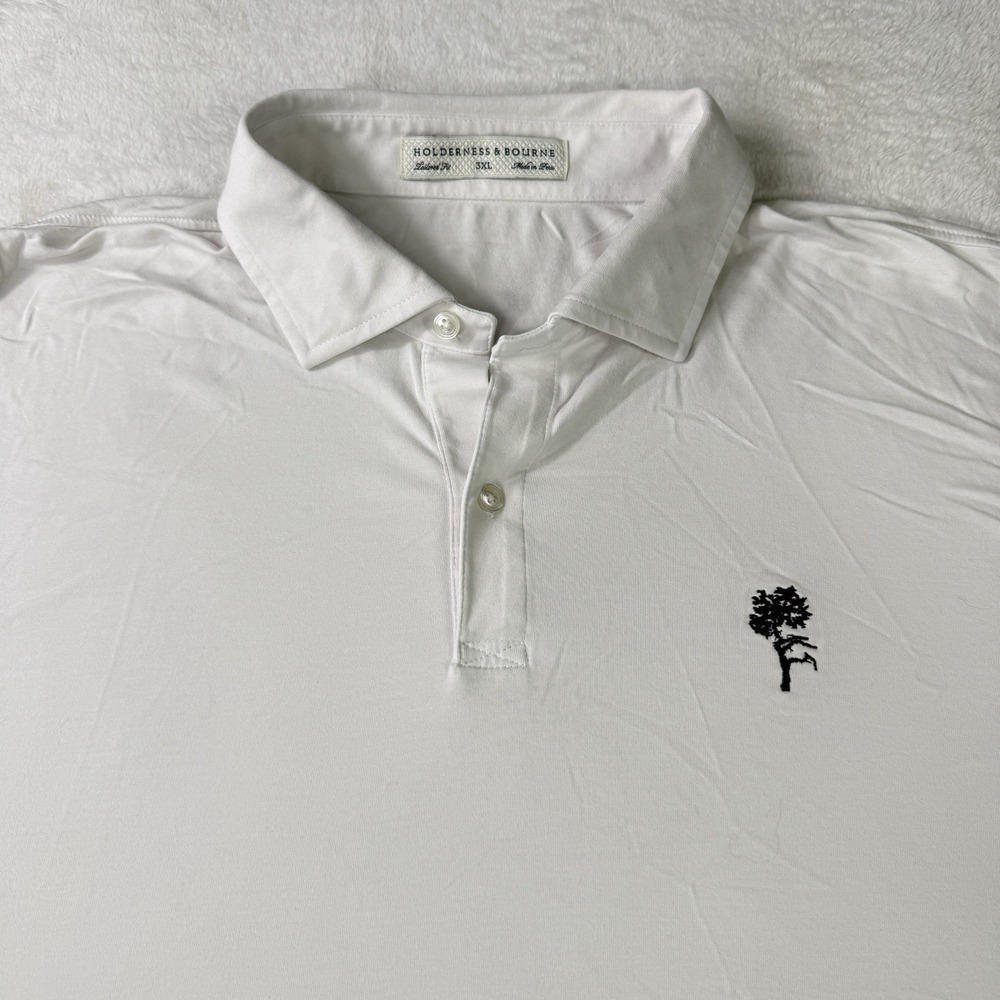 Holderness & Bourne Polo Mens 3XL White Golf Performance Stretch Pima Cotton